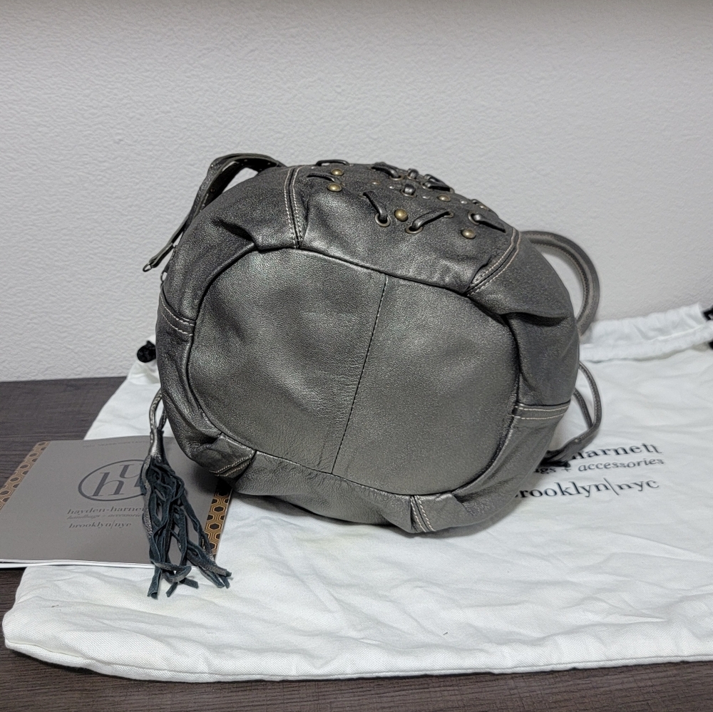 Hayden Harnett Salina Drawstring Pewter Bucket Shoulder Bag NWT - Picture 3 of 6